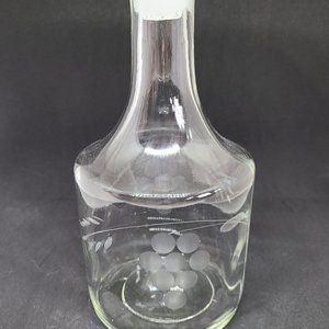 Vintage mid century cut clear glass grape design decanter/carafe with lid.